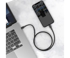 USB kabelis Baseus High Density Braided Fast Data PD 20W Type-C į Lightning 1.0m juodas CATLGD-01