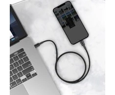 USB kabelis Baseus High Density Braided Fast Data PD 20W Type-C į Lightning 1.0m juodas CATLGD-01