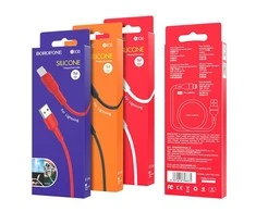 USB kabelis Borofone BX30 Lightning 1.0m silikoninis baltas