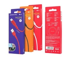 USB kabelis Borofone BX30 microUSB 1.0m silikoninis baltas