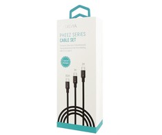 USB kabelis Devia Pheez 3 Pack microUSB 0.25m,1.0m,2.0m juodas