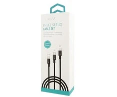 USB kabelis Devia Pheez 3 Pack microUSB 0.25m,1.0m,2.0m juodas