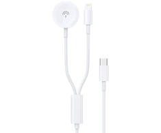 USB kabelis Dudao A12MAX-2in1 USB-C to iWatch/Lightning 20W 1.2m baltas