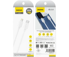 USB kabelis Dudao L4X USB-C to Lightning 30W 1.2m baltas