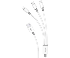 USB kabelis Dudao L8s-3in1 USB-A to USB-C/MicroUSB/Lightning 100W 1.2m baltas