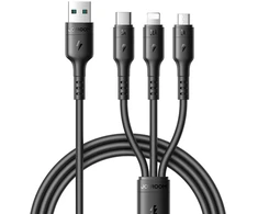 USB kabelis Joyroom S-A61 USB-A to USB-C/Lightning/MicroUSB 3.5A 1.2m juodas