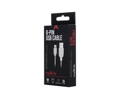 USB laidas Maxlife Apple Lightning FastCharge baltas, 2.0A,1.0m