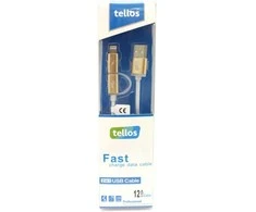 USB kabelis Tellos TPE 2in1 microUSB-Lightning auksinis, 1.2m