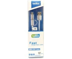 USB kabelis Tellos TPE 2in1 microUSB-Lightning sidabrinis, 1.2m