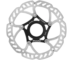 SWISSSTOP Rotor Catalyst CenterLock 160 mm dviejų dalių konstrukcija – 7075-T6 aliuminio voras ir SUS410 nerūdijančio plieno stabdžiai