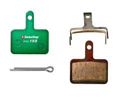 SWISSSTOP diskinių stabdžių kaladėlės, 15 C, Shimano Deore, Kevlaro keramika, žalvaris, derva, kompozitas, plienas, 1 komplektas (2 kaladėlės)