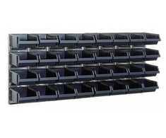 32 bins on wall panels, Raaco