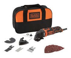 Black &amp; Decker Daugiafunkcis elektrinis įrankis MT300SA2+11 priedų, krepšys, Juodas &amp; Decker