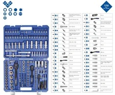Galvučių komplektas, 172-vnt, 1/4", 3/8", 1/2", Brilliant Tools