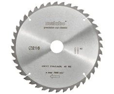 Pjovimo diskas Classic 216x2,4/1,8x30mm, z40, WZ, -5°, Metabo