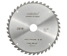 Pjovimo diskas Classic 216x2,4/1,8x30mm, z40, WZ, -5°, Metabo