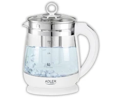 Adler | Virdulys | AD 1299 | Electric | 2200 W | 1.5 L | Glass/Nerūdijantis plienas | 360° rotational base | Baltas