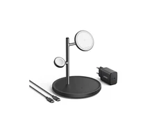 Anker MagGo Wireless Charging Station (15W, 3-in-1 Stand) with cable and charger bundle | B25M3312