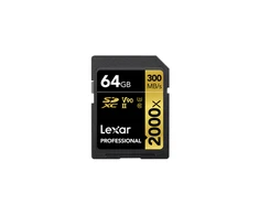 Atminties kortelė Lexar Professional 2000x UHS-II SDXC, 64 GB, 10 klasė, U3, V90, 260 MB/s, 300 MB/s