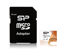 Silicon Power Superior Pro 256 GB, micro SDXC, Flash atminties klasė 10, su adapteriu, C10,UHS-I U3, A1, V30