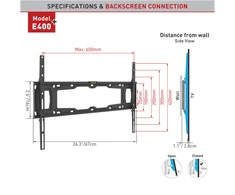 Laikiklis BARKAN E400+.B 32"-90" lenktam televizorius, fiksuotas, sieninis, juodas