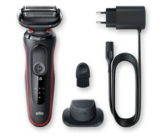 Braun | Shaver | 51-R1200s | Operating time (max) 50 min | Wet &amp; Dry | Juodas/Raudona