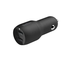 Belkin Dual USB-A automobilinis įkroviklis 24W + USB-A į USB-C laidas BOOST CHARGE Juodas