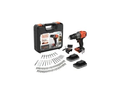 Black &amp; Decker Juodas &amp; Decker Juodas &amp; DECKER 18V Smūginis gręžtuvas (with 2 x 18V 2.0Ah batteries with charge status indicator, 1A charger and 80 accessories) | BCD383D2XKA-QW | 2.0 Ah