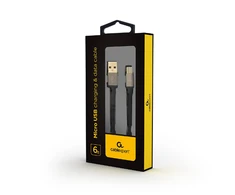 GEMBIRD CCB-mUSB2B-AMBM-6 Gembird cotton braided micro USB cable 2.0 AM-MBM5P 1.8M, metal connectors,juodas