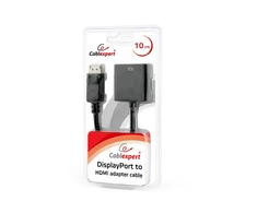 GEMBIRD AB-DPM-HDMIF-002 DisplayPort kištukas į HDMI kištuką, 10 cm, juodas, blisterinė pakuotė