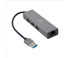 Gembird Cablexpert | USB AM gigabito tinklo adapteris su 3 prievadų USB 3.0 šakotuvu | A-AMU3-LAN-01