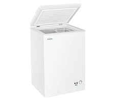 Candy | Šaldiklis | CCHH 100E | Energy efficiency class E | Chest | Free standing | Height 84.5 cm | Total net capacity 97 L | Baltas +DOVANA Hoover dulkių siurblys
