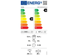 Candy Skalbimo mašina with Dryer | ROW 4854DWMT/1-S | Energy efficiency class A/D | Front loading | Skalbimo talpa 8kg | 1400 RPM | Gylis 53 cm | Plotis 60 cm | Ekranas | TFT | Drying system | Drying capacity 5kg | Steam function | Wi-Fi | Baltas