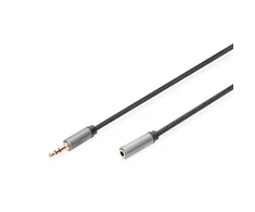Digitus Skaitmenas | AUX garso kabelio stereofoninis 3,5 mm tarpinis ir moteriškas aliuminio korpusas | DB-510210-018-S