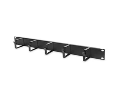 Digitus | Cable Management Panel | DN-97602 | 5x cable management ring (HxD: 40x60 mm). The Cable Management Panel is getting fixed on the 483 mm (19“) profile rails. Five cable guiding rings allow an easy, horizontal array of patch cables. It guarantees an optimized cable management in your 483 mm (19”) network- or serveris rack. | Juodas