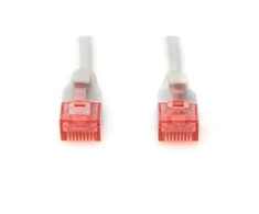 Digitus CAT 6 U-UTP Plonas pataiso laidas | Patch laidas | Skaidri raudonos spalvos jungtis, leidžianti lengvai atpažinti 6 kategoriją (250 MHz). Vidiniai laidininkai: varis (Cu) | Pilkas | 2 m | Modulinis RJ45 (8/8) kištukas
