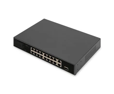 Šakotuvas Digitus | 16 prievadų greito Ethernet PoE komutatorius | DN-95355 | Nevaldomas | Montuojamas į stelažą | 10/100 Mbps (RJ-45) jungčių kiekis: 16 | SFP jungčių kiekis: 1