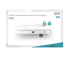 „Digitus“ elektrinis reguliuojamo aukščio stalas | 72 - 121 cm | Maksimalus krovinio svoris 50 kg | Metalas | Baltas
