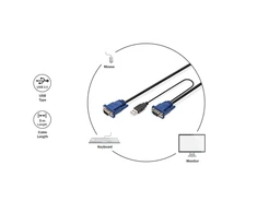 Assmann Electronic DIGITUS KVM kabelis PS2 ir USB konsolėms su KVM 1xHD-15/M 1xVGA HD-15/M 2xPS2 1x USB 5m
