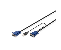 Assmann Electronic DIGITUS KVM kabelis PS2 ir USB konsolėms su KVM 1xHD-15/M 1xVGA HD-15/M 2xPS2 1x USB 5m