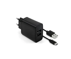 Fixed Pataisytas dvigubas USB kelioninio įkroviklio USB/USB-C laidas