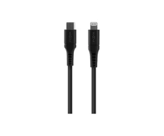 Fixed Fiksuotas | Skysto silikono kabelis USB-C/Lightning, 1,2m | FIXDLS-CL12-BK