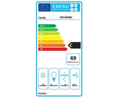 Gartraukis Candy Saldainių gaubtas | CBT60RBG | Teleskopinis | C energijos vartojimo efektyvumo klasė | Plotis 60 cm | 402 m³/h | Mechaninis | LED | Juodas