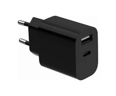 Gembird 2 prievadų universalus USB įkroviklis (A+C), 2,4 A | TA-UC-2AC12-01-BK