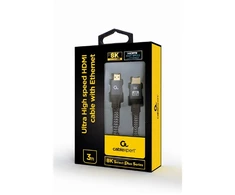 Gembird Cablexpert | Itin didelės spartos HDMI kabelis su Ethernet ryšiu, 8K „Select Plus“ serija | CCB-HDMI8K-3M | 2 x A tipo | HDMI 2.1 (į viršų) | 3 m