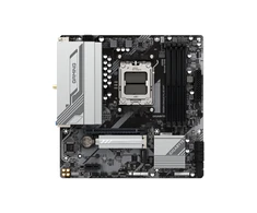 Pagrindinė plokštė Gigabyte B650M GAMING PLUS WF | Procesorių šeima AMD | Procesoriaus lizdas AM5 | DDR5 | Palaikomos standžiojo disko sąsajos M.2, SATA | SATA jungčių skaičius 4