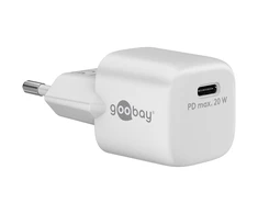 Goobay Apvalus | USB-C PD GaN Fast Charger Nano (20 W), Baltas