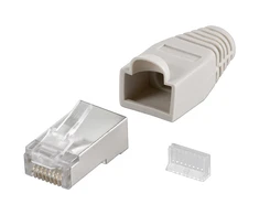 Goobay 68746 RJ45 kištukas, CAT 5e STP ekranuotas su įtempimo mažinimo bagažine, pilkos | apvaliam kabeliui su Threader kabelio laidu 6,4 mm viename pakete (1 komplektas viename maišelyje) Techninės specifikacijos Jungtys, tipas RJ45 kištukinis (8P8C) Jungtis, kontaktų medžiaga auksinis padengtas 3µ Kontaktinis 8 kontaktų kabelio specifikacija CAT 5e Ekranavimo klasė STP AWG 26- 24 Bendras vartojimo vienetas 10 vnt. polybag Spalvotas pilkas