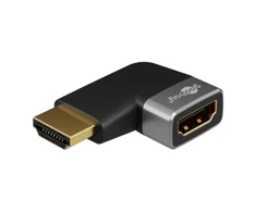 Goobay 72010 HDMI Angled Adapteris 90° Horizontal, 8K at 60 Hz, Gold-Plated, Juodas/Sidabrinis
