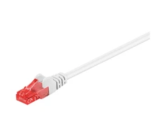 Goobay CAT 6 pataisų kabelis U/UTP | 68632 | Iš anksto prijungtas, neekranuotas LAN kabelis su 2x RJ45 kištukais tinklo komponentams prijungti; Aukštos kokybės variu dengtas aliuminio laidas (CCA) ir auksinu dengti kontaktai garantuoja puikų, galingą tinklo ryšį; RJ45 jungties užrakto apsauga neleidžia užraktui užsikabinti ar nutrūkti, padeda užtikrinti patikimą interneto ryšį; Apsauga nuo lenkimo ir tvirtas PVC apvalkalas efektyviai apsaugo Ethernet kabelį nuo lūžimo; CAT 6 tinklo kabelis tinka Gigabit Ethernet iki 10/100/1000 Mbit/s greičiu; Tinklo kabelio ilgis, nurodytas ant suformuoto plono įtempimo sumažinimo | Baltas | 0,5 m